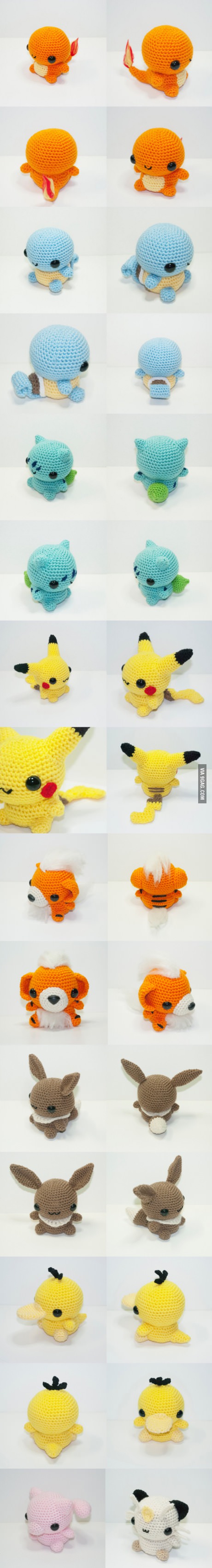 Some knitted Pokémons