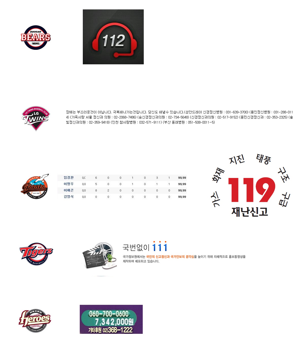 tdrip.com_kbo.jpg : 국내 프로야구 구단별 전화번호.jpg dogdrip.net_kbo.jpg : 국내 프로야구 구단별 전화번호.jpg