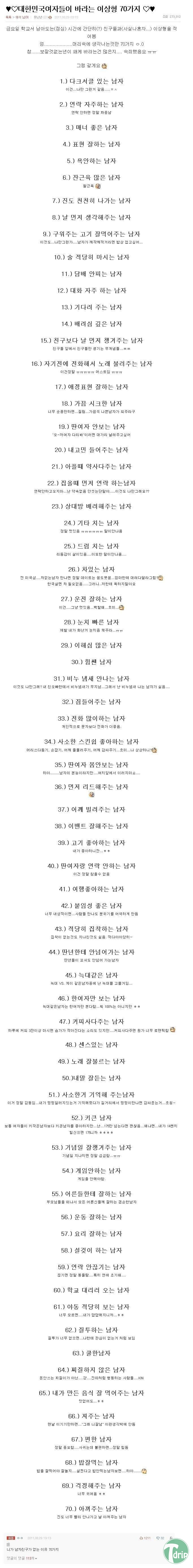 1 (4).jpg : 대한민국 여자들이 바라는 이상형 70가지.jpg