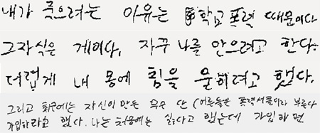1 (15).jpg : 경북 영주 자살중학생 유서 일부.JPG