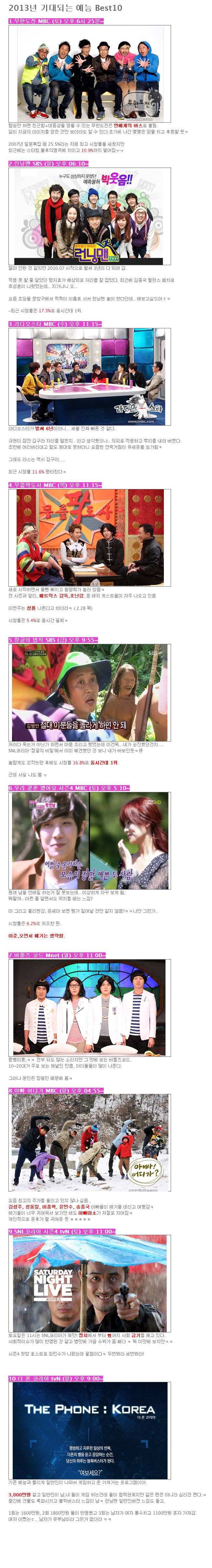 2013년 기대되는 예능Best10.jpg